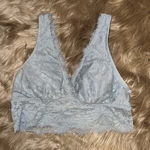 Aerie Longline Floral Lace Padded Bralette Gray size S